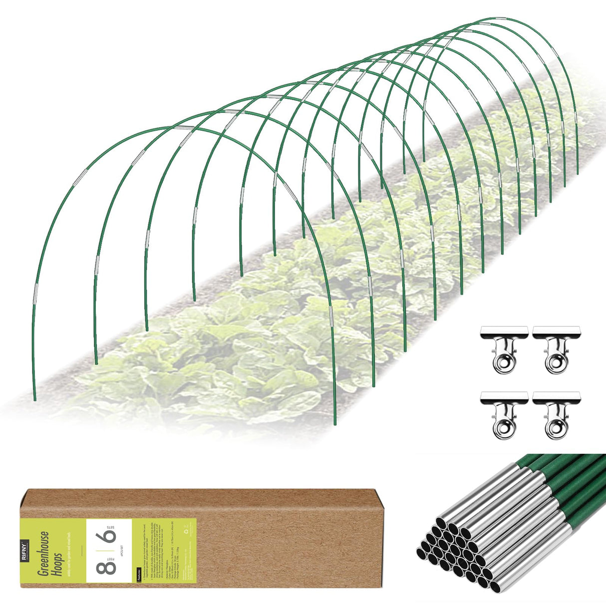 RIFNY 72 PCS Garden Hoops for Raised Beds, Greenhouse Hoops for Row Cover