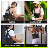 SOLOEVER Work Back Brace for Men & Women, Adjustable Lower Back Support Belt with Suspenders for Back Pain Relief, Moving Construction Warehouse Heavy Lifting Safety & Protection (Black, Medium)