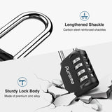 Puroma 4 Pack 2.6 Inch Long Shackle Combination Lock 4 Digit Outdoor Waterproof Padlock for Hasp Locker Lock, Sports Locker, Fence, Gate, Toolbox, Case, Hasp Storage, Cabinets (Black)
