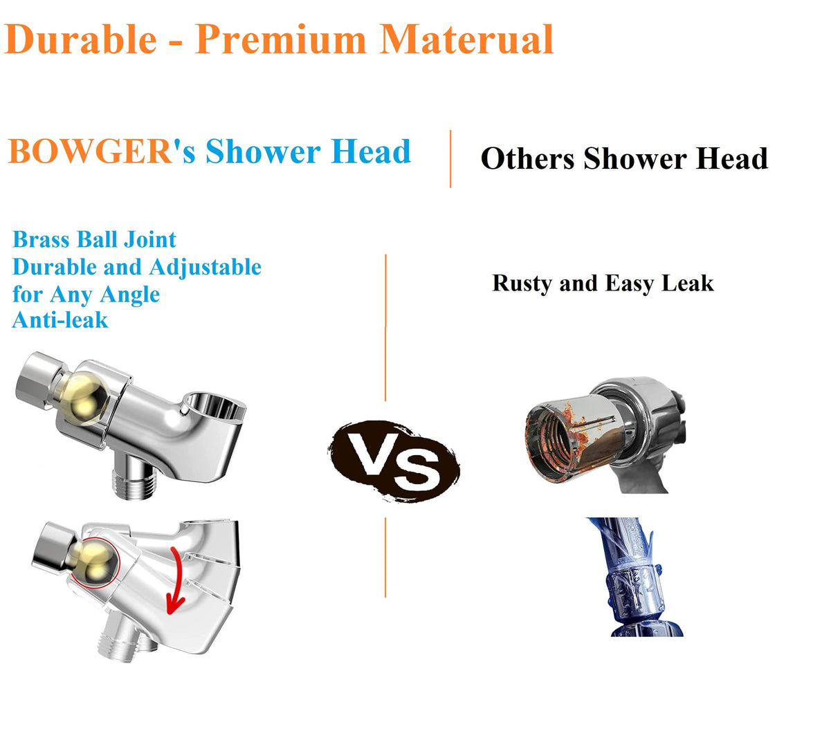 Shower Head with Handheld High Pressure-Full Body Coverage Powerful Rain Showerhead Extra 60" Long Hose and Adjustable Brass Joint Holder- The Perfect Detachable Heads for Bathroom Upgrade