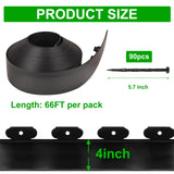 JERIA 4 Inch Tall 66 FT Garden Edging Kit with 90pcs Spikes, Plastic Edging for Landscaping