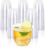 KesaPlan 100 Pcs Disposable Stemless Glasses 12oz Crystal Plastic Wine Glasses Clear Classic Cup for Meeting Weddings Birthdays Cocktail Christmas Party Supplies