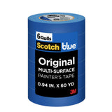 ScotchBlue Original Multi-Surface Painters Tape, 1 Inch Wide (0.94 In. x 60 Yds), 6 Rolls, Blue Paint Tape Protects Surfaces and Removes Easily, Masking Tapes for Indoor and Outdoor Use (2090-24EP6)