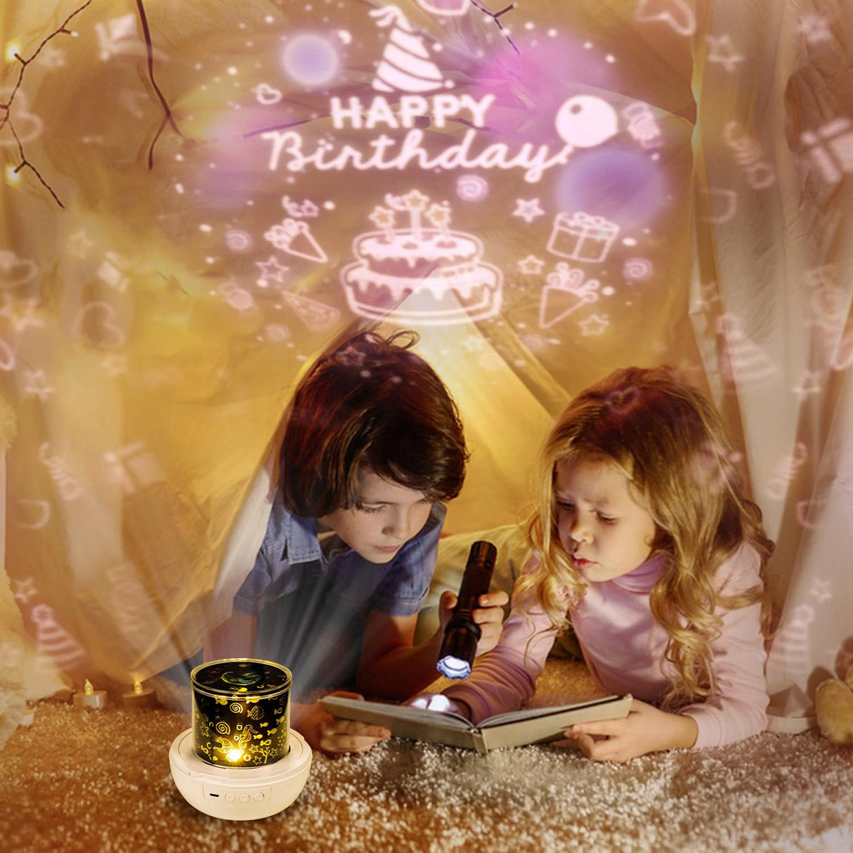 LytRdIt 21 Sets of Films, Kids Night Light Projector, Star Galaxy Projector with 360 Rotating for Kids Baby Girls, Birthday, Christmas, Nursery, Room Decor