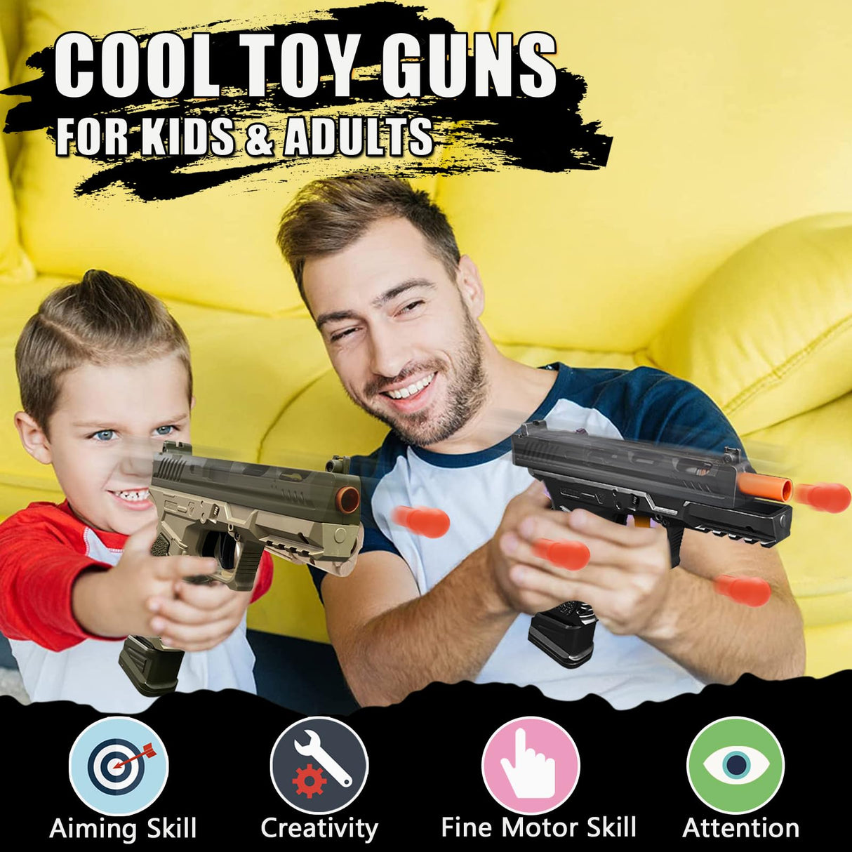 Automatic Shell Ejecting Toy Gun Pistol, Soft Bullet Toy Gun for Boys, Education Model Realistic Toy Pistol Shooting Game Toys Gifts Christmas Birthday for Kids 8+