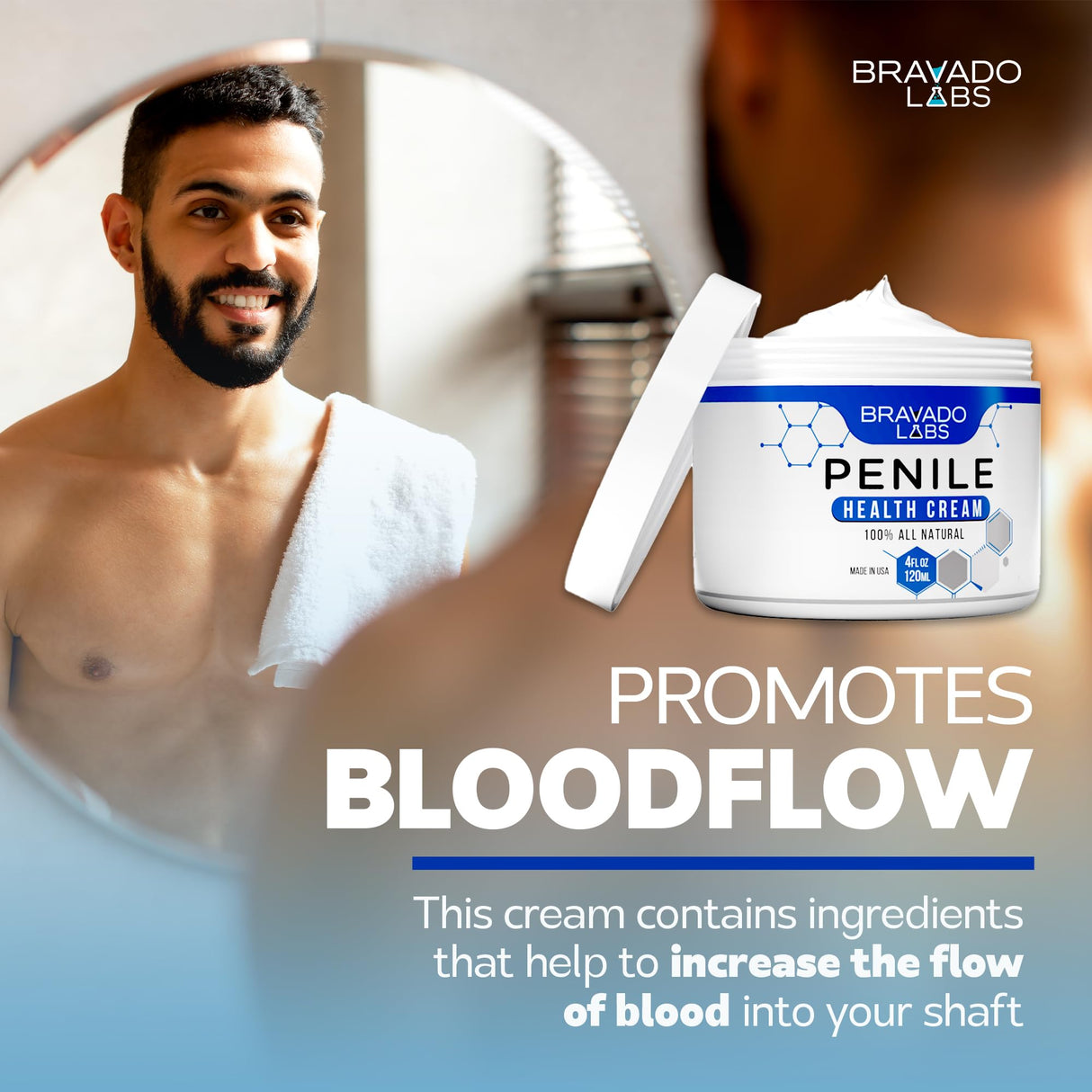 3 Pack Bravado Labs Premium Penile Health Creme - 100% Natural Cream Lotion for Men's Intimate Health - Redness, Dryness, Anti-Chafing Relief Moisturizer - 4 oz