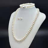 YONGMAN Freshwater Cultured Pearl Necklace Set Includes Stunning Bracelet and Stud Earrings Jewelry Set for Women Gift for Mother's Day, Anniversary, Birthday, Wedding