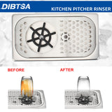 DIBTSA Pitcher Rinser, Espresso Rinser with Spray, Drain and Drip Tray, Stainless Steel Bar Glass Rinser for Sink, Cup Washer for Home Kitchen Hotel Cafe Restaurant (12.8x6.9x1.06 Inch)