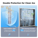 Commercial Ice Machine 550 LBS/24H, Commercial Ice Maker with 400 LBS Storage Bin, Ice Cubes Ready in 5-15 min, Freestanding Ice Maker Machine, Self-Cleaning, Thicknesses Adjustable, Stainless Steel