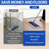 2 Pack - 24" Wide X 5 Cotton Floor Dust Mop Head Refill Short Fiber for Easy Sweep - Replacement Replacement Head for Home & Commercial Use