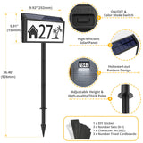 MAXvolador Solar Powered Address Sign House Numbers Waterproof, 3-Color Lighting Modes LED Illuminated Address Plaque with Stakes, Outdoor Address Number