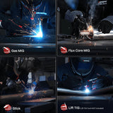 ARCCAPTAIN 165A MIG Welder 110V/220V [Large LED Display] 4 in 1 Gasless/Gas MIG/Lift TIG/Stick Welding Machine Multiprocess Welder Machine, IGBT Inverter Welder with Synergy, 2T/4T