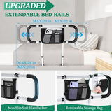 Bed Rails for Elderly Adults Safety - Extended Bed Assist Rail for Seniors - Adjustable Bed Side Rails Handle Support Bar Bed Guard Rail with Storage Bag & Fixing Strap, Fit King Queen Full Twin Bed