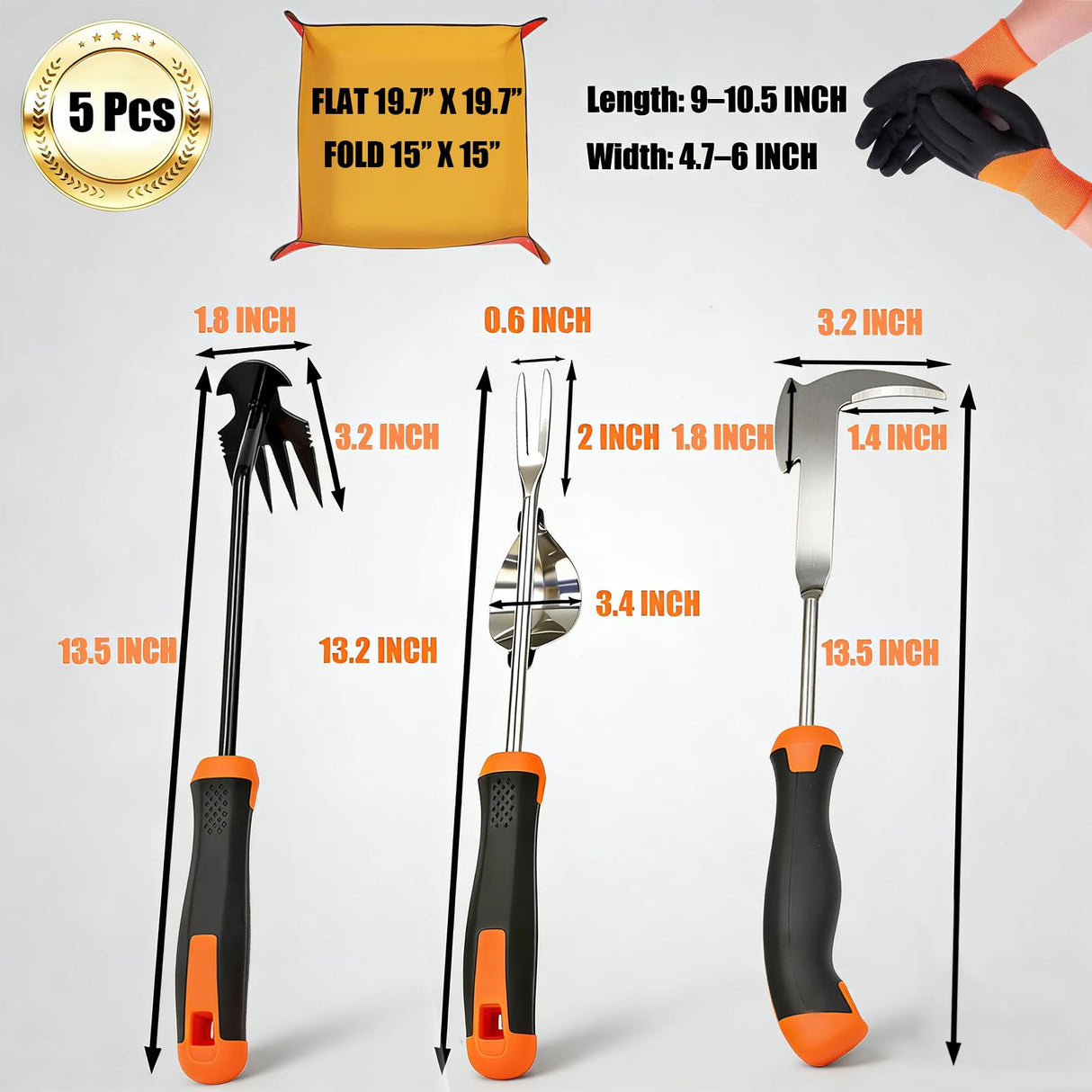 5 Pack Weed Puller Tool, Stainless Steel Manual Hand Weeding Tool Set for Weed Removal, V-Shaped Digger, Crack Weeder Tool, 4 Teeth Gardening Tools for Garden, Patio, Sidewalk, Driveway, Pavers, Lawn