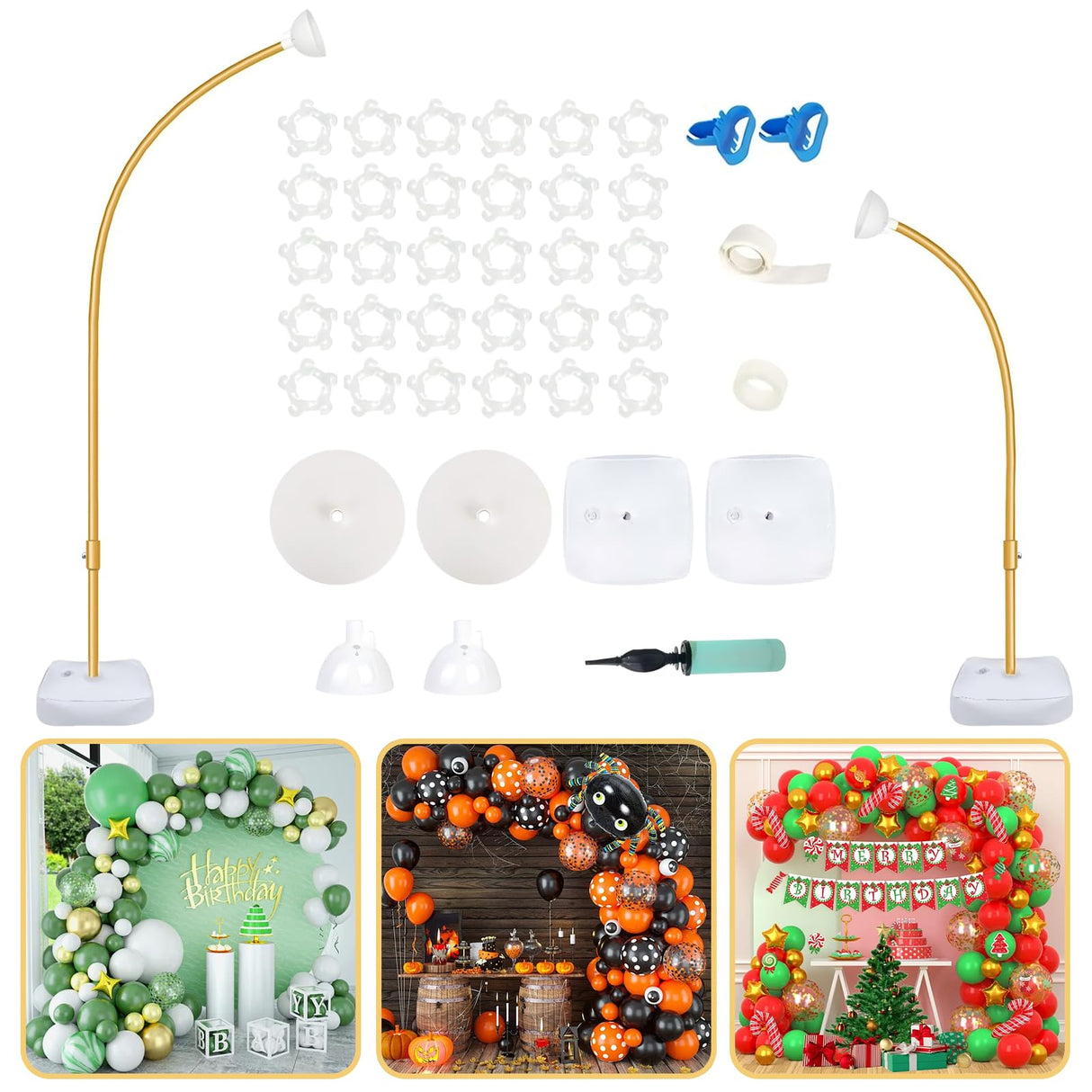 Bazen Balloon Arch Stand Kits Gold 8.2FT&5FT Half Arch Backdrop Stand