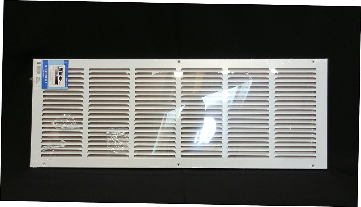 HVAC Premium 28'' x 36'' [Duct Opening] Flat Stamped Steel Return Air Grille - Sidewall and Ceiling - HVAC Vent Duct Cover - White [Outer Dimensions: 29.75''w X 37.75''h]