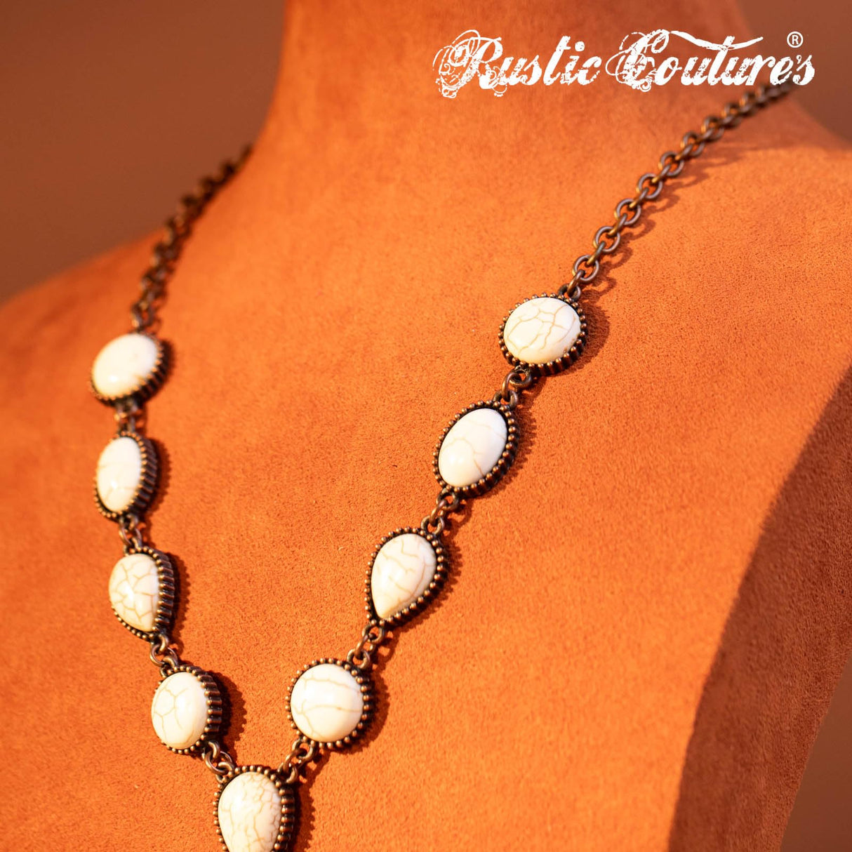 Montana West Women White Stone Y Drop Necklace & Dangle Earring Jewelry Set