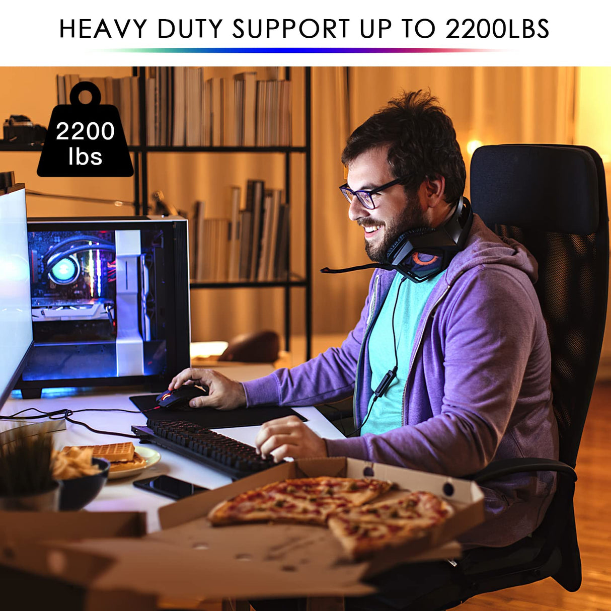 Gaming Chair Wheels - 2.5 inch Heavy Duty Caster Wheels(2200lbs),Mute Rolling Desk Chair Wheels Replacement (Set of 5)-Rubber Office Chair Wheels for Carpet, Wood Floors,Hardwood Floors