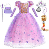 Luzlen Little Girls Princess Costume Kids Fancy Purple Dress for Halloween Party Christmas Carnival, 5-6 Years(Label 130)