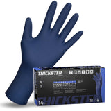 Thickster Powder-Free Exam Grade Latex Disposable Gloves. Size Large. Blue, 14 mil Thickness, 12" Length. Fully Textured for Superior Grip. Single Use. Pack of 50. (6603-20)