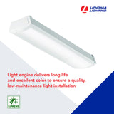Lithonia Lighting 2 Foot LED Light Fixture, Low-Profile LED Wraparound Flush Mount Ceiling Light, 4000K Cool White, 120V, 24-Inch (FMLWL 24 840)