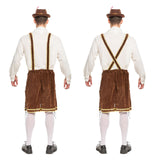 Spooktacular Creations Halloween Men Oktoberfest Costume Set, Lederhosen Men with German Bavarian Hat, Beer Costume, Adults Halloween Brown Outfit for Beer Festival Party (X-Large)