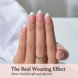 BTArtboxnails XCOATTIPS French Nail Tips - Short Almond Nail Tips with Nail Gel, French Protecing Duo, Nail Lamp, All in One Soft Gel French Tip Press on Nails Gel Extension Christmas Gift