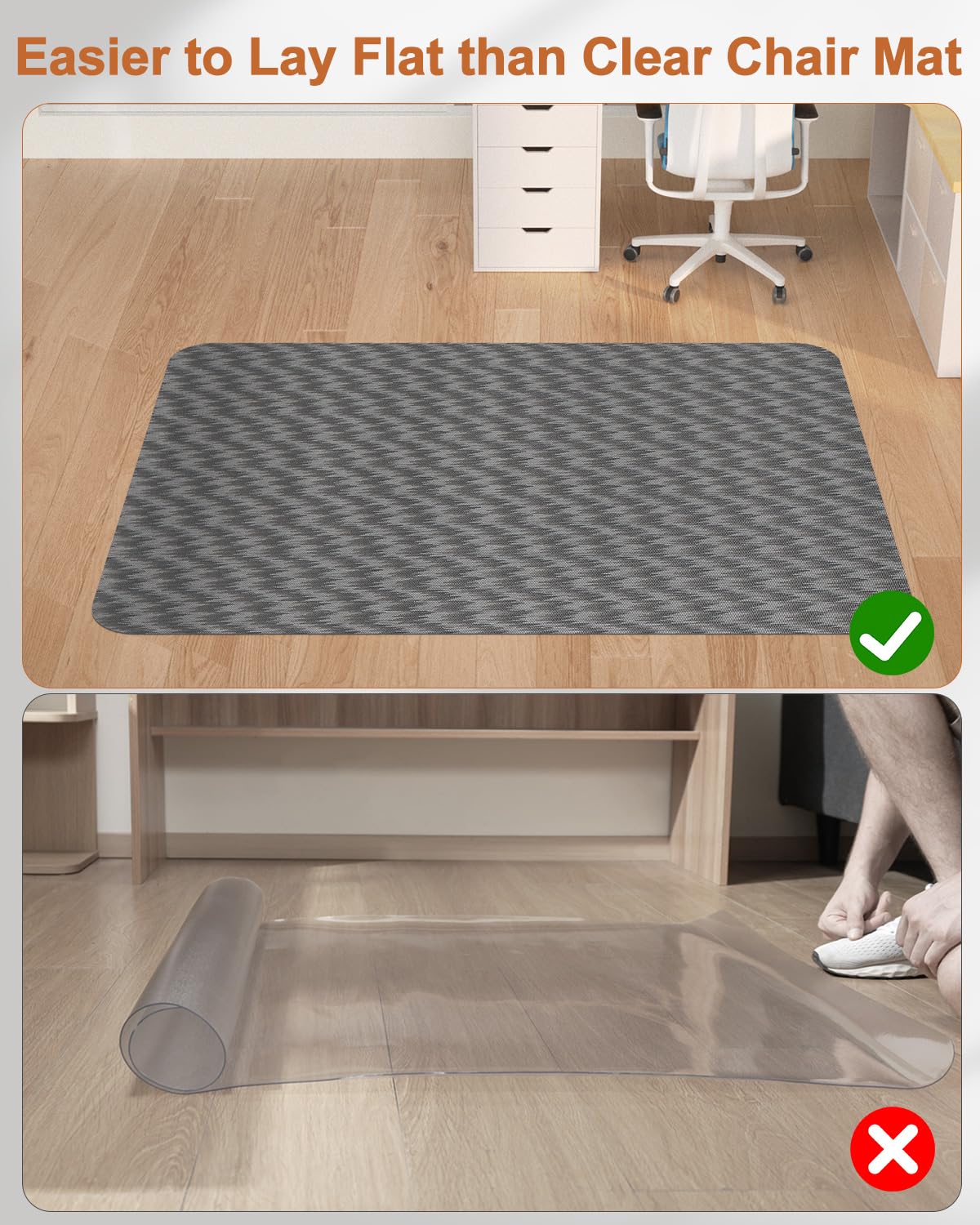 Blvornl Large Office Chair Mat for Hardwood Floor, Rolling Chair Mat for Hard Wood, Large Anti-Slip Hard Floor Protector, Heavy Duty Computer Desk Rug for Office and Home 50"*63" Dark Grey