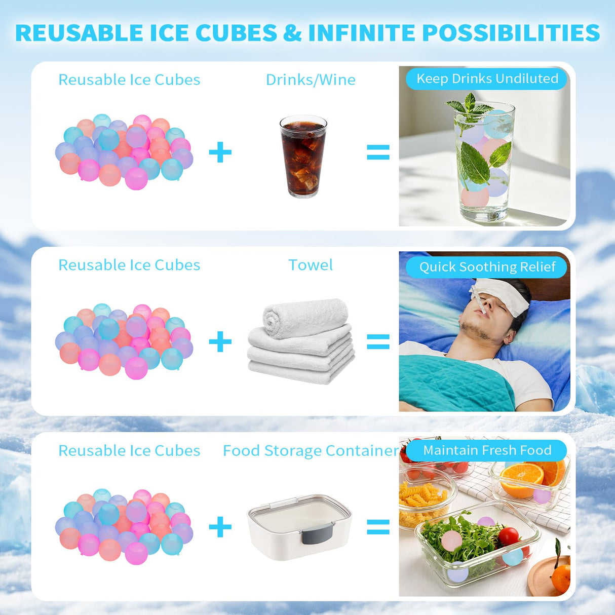 VOGVOG Reusable Ice Cubes for Coolers, Zero Refreezable Ice Cubes Set with Storage Bag, Non-Melting BPA-Free Plastic Ice Cubes for Drinks, Camping, Beach (Color-Changing, Round-300 Pack)