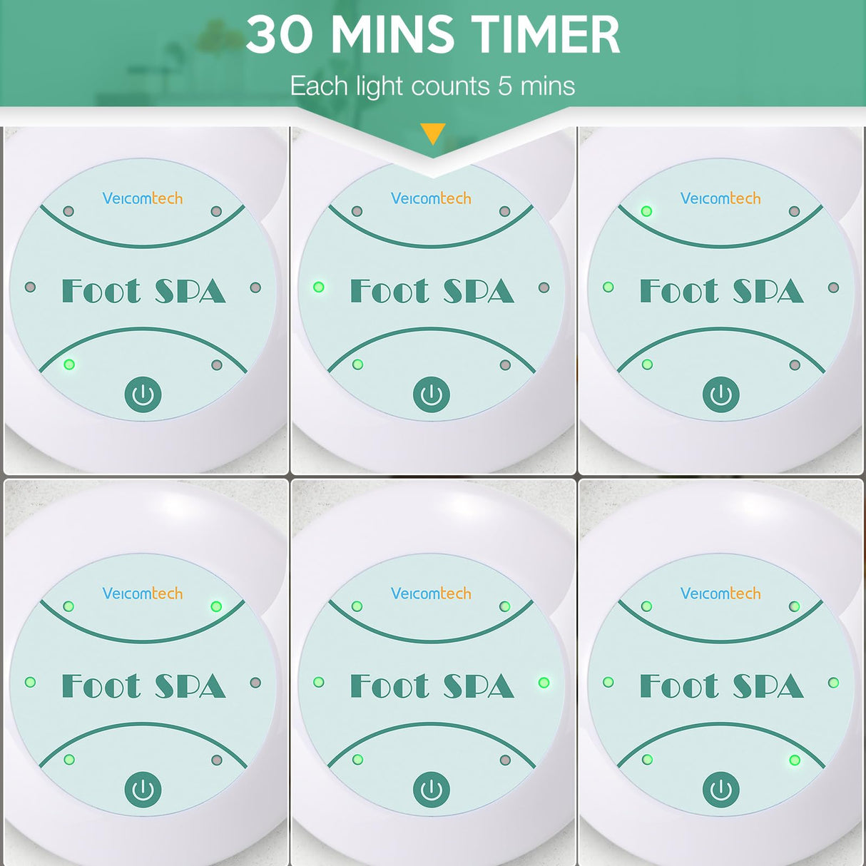 Veicomtech Ionic Foot Bath Detox Machine, Ion Cleanse for Home Use, Salon, Beauty SPA Club (2 Arrays, 100 Liners) Green