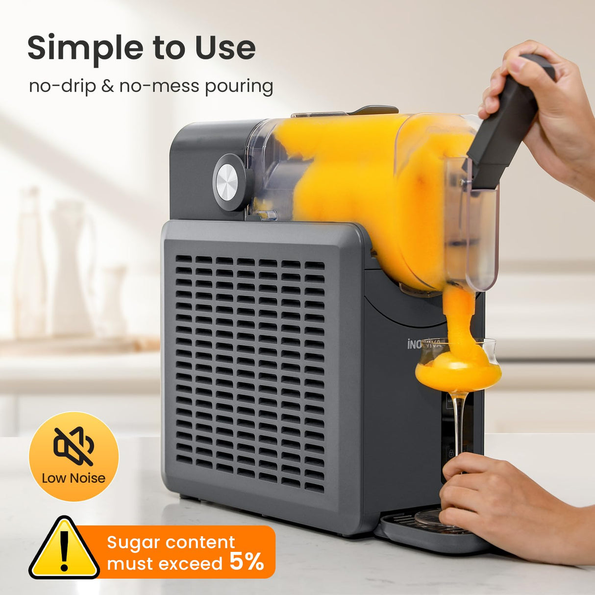 Slushie Machine, No Ice Needed, INOVIVA 72 oz Frozen Drink Maker for Home with Self-Cleaning, 5 Preset Programs, Frozen Margaritas, Frappés, Milkshake, and More, (2025 Version)