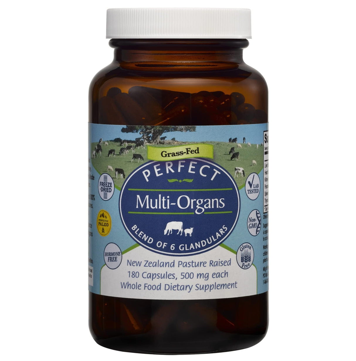 Perfect Supplements - Perfect Multi-Organs – 180 Capsules – A Blend of 6 Synergistic Glandulars – 100% Freeze Dried & Hormone Free – New Zealand Pasture Raised