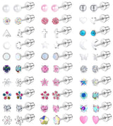 30 Pairs G23 Hypoallergenic Screw Back Earrings for Women Stainless Steel Small Stud Earrings 20G Tiny Cartilage Stud Earrings Screw Back Stud Earring Piercing Jewelry