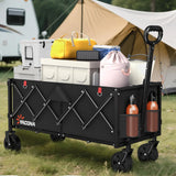 35" L Extra Long Wagons Carts Foldable, 360LBS Beach Wagon with Wheels