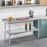 Hally Sinks & Tables H Stainless Steel Table for Prep & Work 24 x 60 Inches, NSF Commercial Heavy Duty Table with Undershelf and Backsplash for Restaurant, Home and Hotel