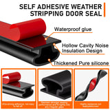 Black Rubber Weather Stripping Door Seal Strip, D Shape Door Rubber Weather Seal Strip, SelfAdhesive Weatherstripping Soundproofing Doors Sealing Strip for Windows (50 feet, Black)