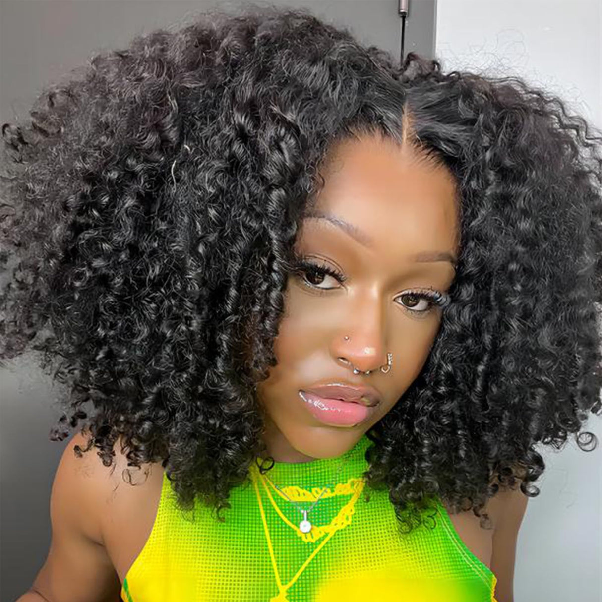 ISEE Wear and Go Glueless Wig Afro Kinky Curly Lace Front Wigs Human Hair 7x5 HD Lace Afro Curly for Women Lace Pre Cut Glueless Wigs Human Hair Pre Plucked 22 Inch
