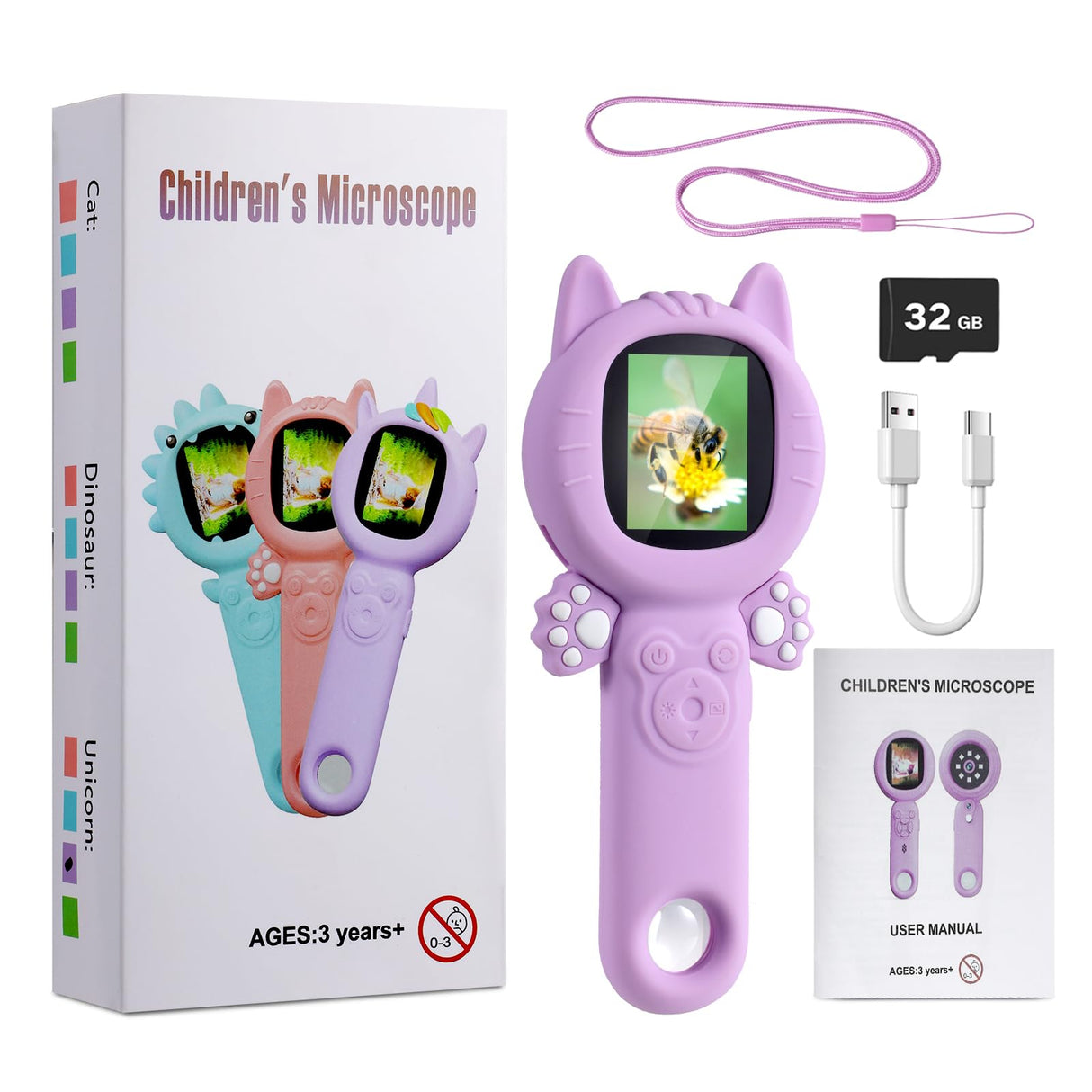 URMMIY Kids Microscope – 500X Digital Pocket Handheld Microscope with Dual Cameras & Autofocus, STEM Educational Toy & Perfect Christmas Birthday Gift for Boys & Girls Ages 3 4 5 6 7 8 9 10 (Green)