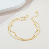 DIVAS MODE 14K Gold Anklets for Women Gold Ankle Bracelets for Women Double-Layer Design Delicate Chain Stacked with Paperclip Link Anklets for Womens ankles bracelets