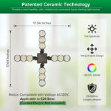 SANSI Grow Light for Indoor Plants, 80W 8000 Lumen High PPFD Full Spectrum Plant Light with Remote Timer, Dimmable, E26 Base, Folding Wings for Middle Large Plants Greenhouse