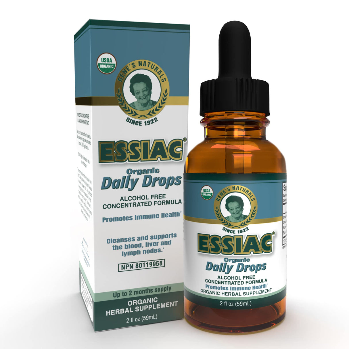 Essiac Original Tea USDA Organic Daily Drops for Enhanced Lymphatic Drainage and Immune Support | Alcohol Free Concentrated Formula | 2oz (59ml)