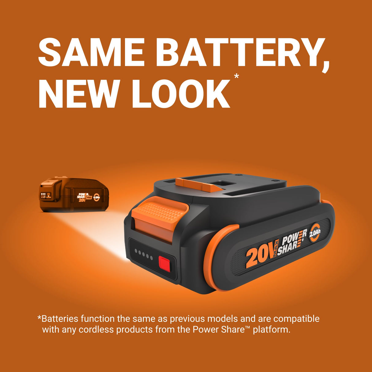 WORX 20V Battery PowerShare Lithium-ION 2.0 Ah 1 pc, WA3669