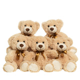 Quaakssi Teddy Bears Bulk 5 Packs 13.5 Inches Small Stuffed Bears Pack for Christmas Valentines Baby Shower Party Decorations Centerpieces Favors Light Brown