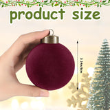 Liliful 15 Pcs Velvet Christmas Balls Bulk Flocked Christmas Tree Ball Ornaments Plastic Xmas Decorative Hanging Ornaments (Burgundy)