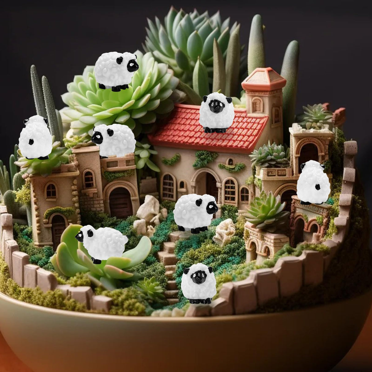 Bbiamsleep 105 Pcs Mini Sheep Figurines Miniature Plastic Sheep Figurines