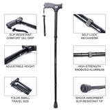 FSA/HSA Eligible, Vaunn Medical Easy Grip Height Adjustable Folding Cane/Walking Stick with Strap/Pouch- Compact, Portable, and Safe Walking Assistant- Non-Slip Grip Handle- Men, Women, Elderly