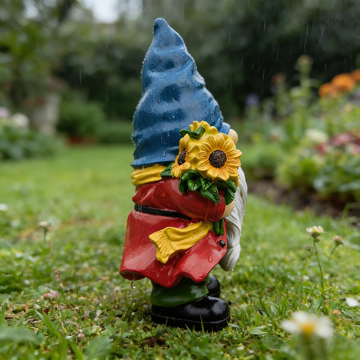 Bezseili Garden Gnome Outdoor Sunflower Faceless Gnome Statue - Funny Garden Decor for Patio, Lawn, Yard, Balcony, Indoor Home Office Shelves Figurines Ornament Decorations, Mom Grandma Sisters Gifts