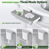 SAMODRA Bidet Attachment, Non-Electric Cold Water Bidet Toilet Seat Attachment with Pressure Controls, Retractable Self-Cleaning Dual Nozzles for Frontal & Rear Wash - Brushed Nickel