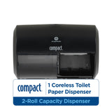 Georgia-Pacific Compact 2-Roll Side-by-Side Coreless High-Capacity Toilet Paper Dispenser by GP PRO (Georgia-Pacific); Black; 56784A; 1 Dispenser