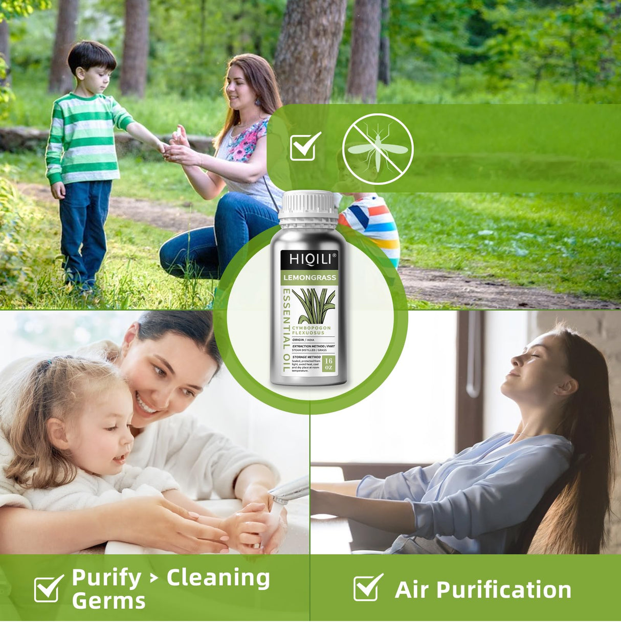 HIQILI 16 Fl Oz Lemongrass Essential Oil, 100% Pure Natural Undiluted for Diffuser, Hair